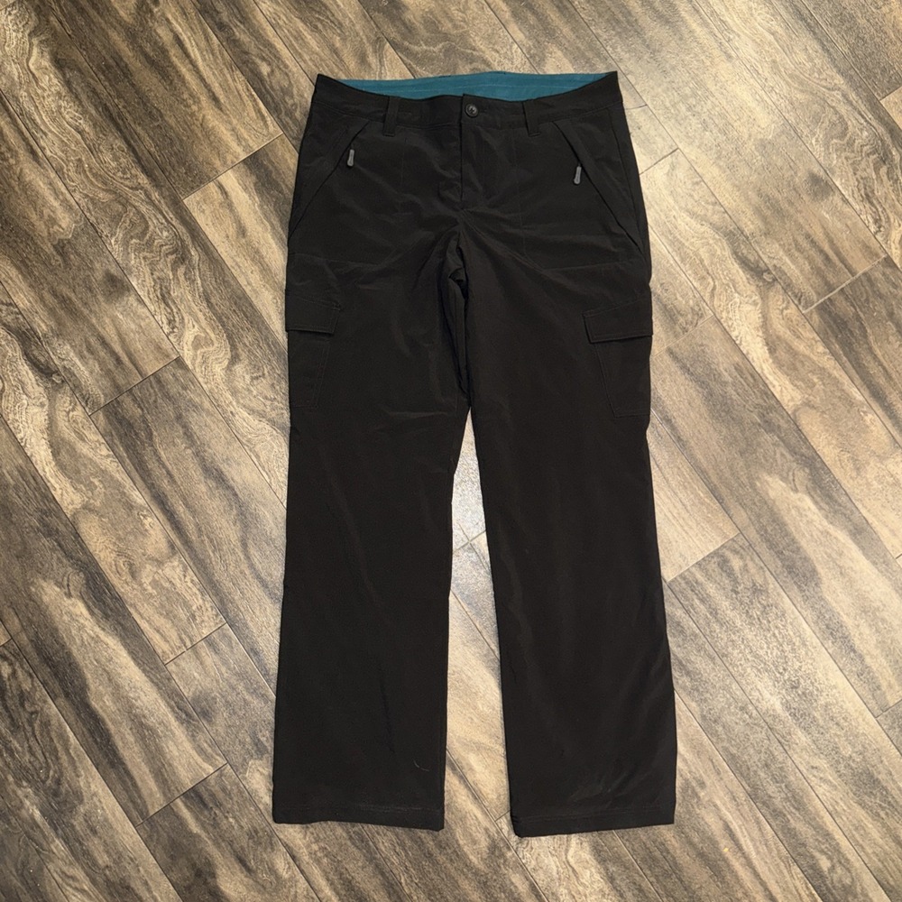 Eddie Bauer Fleece-Lined Cargo Utilty Hiking Pants Women's 12 Black Zip Pockets